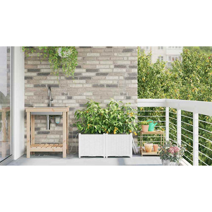 Trädgårdsplanterare 2 pcs Vit 80 x 40 x 37,5 cm Plast