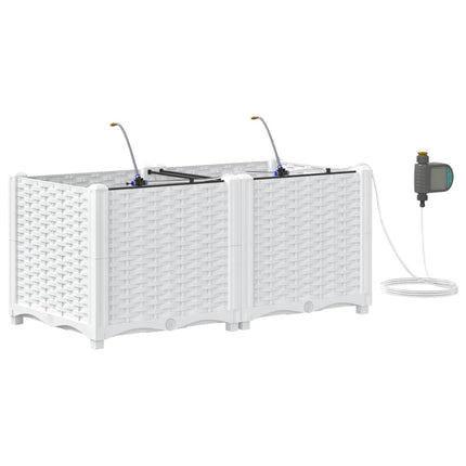 Trädgårdsplanterare 2 st Vit 80 x 40 x 37,5 cm PP