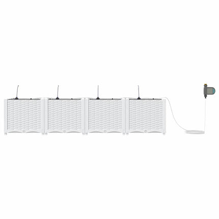 Trädgårdsplanterare 4 pcs Vit 160 x 40 x 37,5 cm Plast