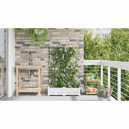 Trädgårdsplanterare 2 pcs Vit 80 x 40 x 126 cm Plast