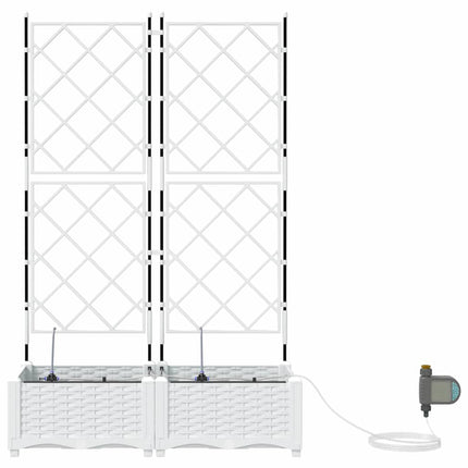 Trädgårdsplanterare 2 pcs Vit 80 x 40 x 126 cm Plast