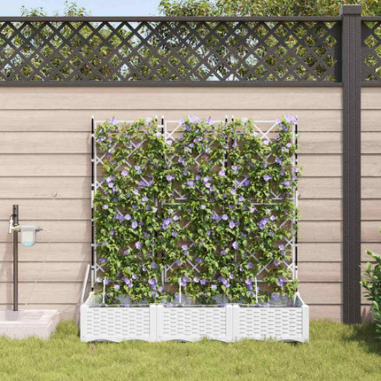 Trädgårdsplanterare 3 pcs Vit 120 x 40 x 126 cm Plast