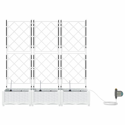 Trädgårdsplanterare 3 pcs Vit 120 x 40 x 126 cm Plast