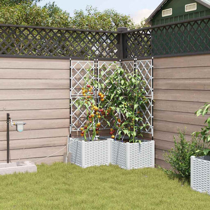 Trädgårdsplanterare 3 pcs Vit 80 x 80 x 142 cm Plast