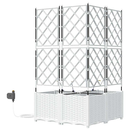 Trädgårdsplanterare 3 pcs Vit 80 x 80 x 142 cm Plast