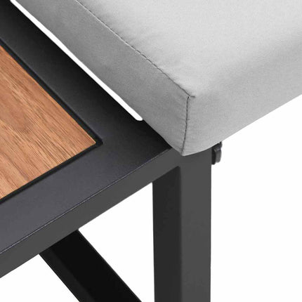 Trädgårdsoffa med kudde Ljusgrå 200,5 x 70 x 85,5 cm Stål