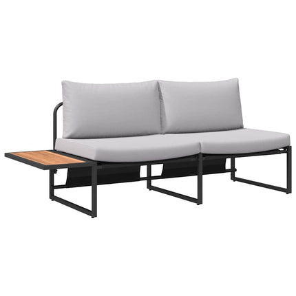 Trädgårdsoffa med kudde Ljusgrå 200,5 x 70 x 85,5 cm Stål
