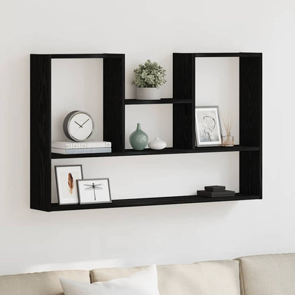 Vägghylla svart ek 99x15x60 cm konstruerat trä