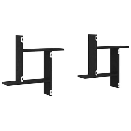 Vägghyllor 2 st svart ek 50x12x50 cm konstruerat trä