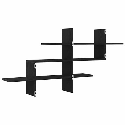 Vägghylla svart ek 124,5x18x60,5 cm konstruerat trä