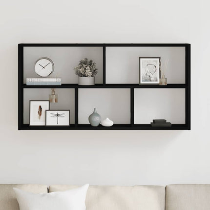 Vägghylla svart ek 100x25x50 cm konstruerat trä