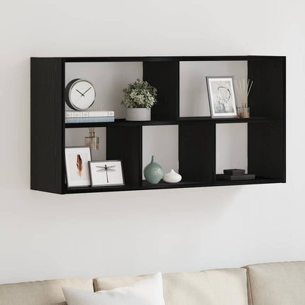 Vägghylla svart ek 100x25x50 cm konstruerat trä