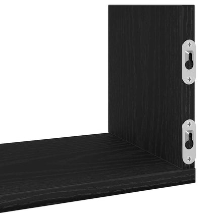 Vägghyllor 3 st svart ek 80x18x18 cm konstruerat trä