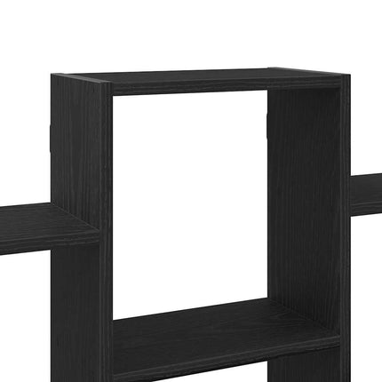 Vägghylla svart ek 159x18x66 cm konstruerat trä