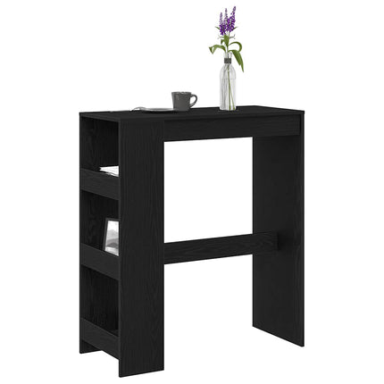 Barbord med hyllor svart ek 90x40x103,5 cm konstruerat trä
