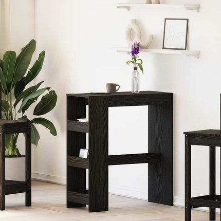 Barbord med hyllor svart ek 90x40x103,5 cm konstruerat trä