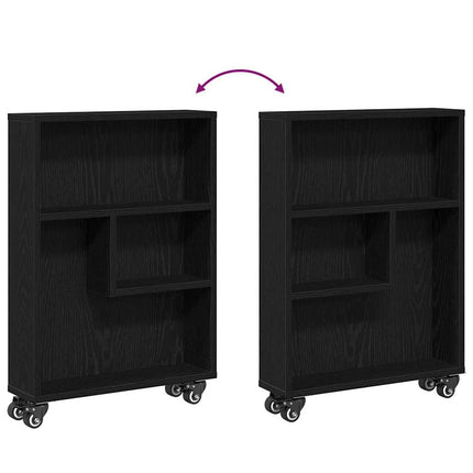 Smal förvaringsvagn Svart Ek 48 x 13 x 68 cm