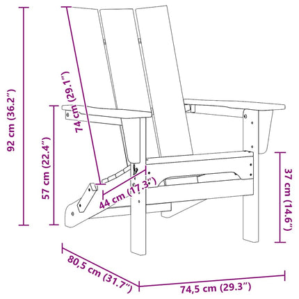 Fällbar Adirondack Stol Svart 80,5 x 74,5 x 92 cm HDPE