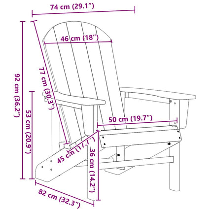 Adirondackstol Ljusgrå 82 x 74 x 92 cm HDPE