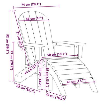 Adirondackstol Ljusgrå 82 x 74 x 92 cm HDPE