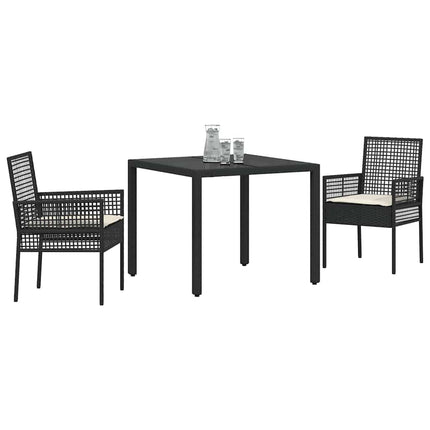 Trädgårdsmöbelset 3 pcs Svart konstrotting