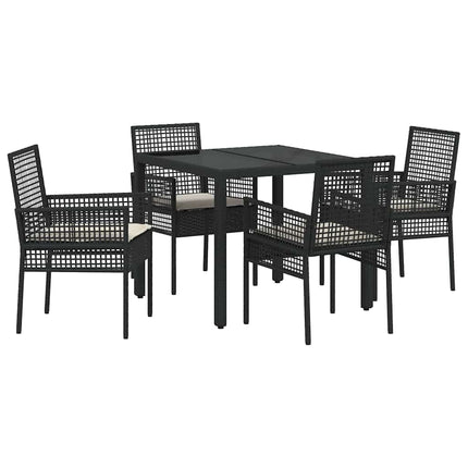 Trädgårdsmöbelset 5 pcs Svart konstrotting