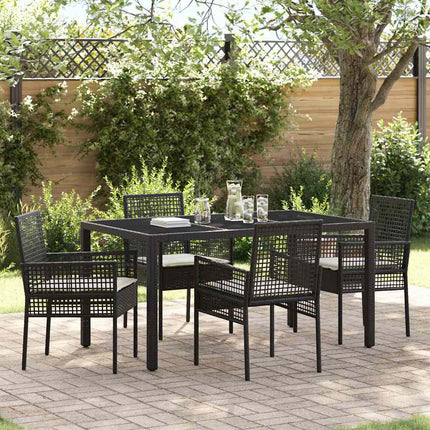 Trädgårdsmöbelset 5 pcs Svart konstrotting