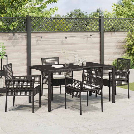 Trädgårdsmöbelset 5 pcs Svart konstrotting