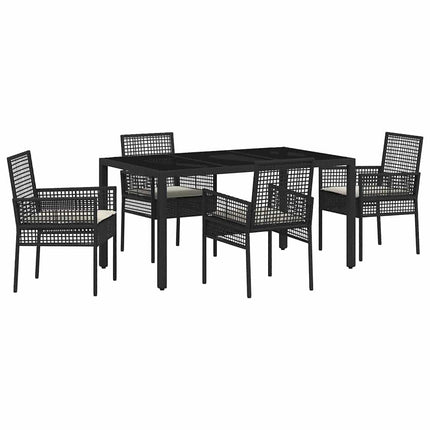 Trädgårdsmöbelset 5 pcs Svart konstrotting