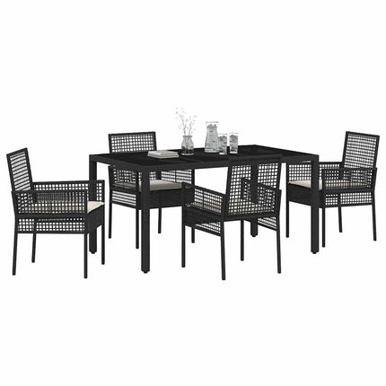 Trädgårdsmöbelset 5 pcs Svart konstrotting