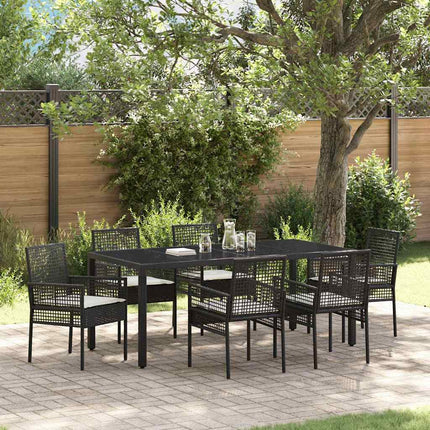 Trädgårdsmöbelset 7 pcs Svart konstrotting
