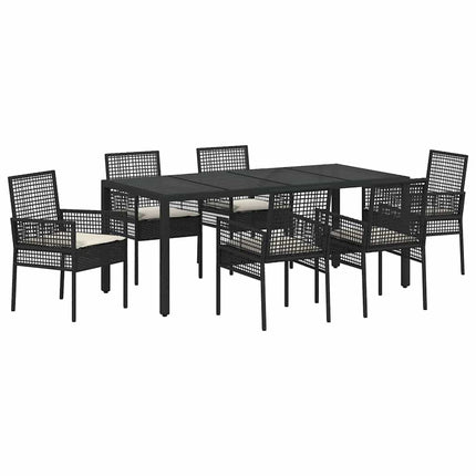 Trädgårdsmöbelset 7 pcs Svart konstrotting