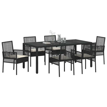 Trädgårdsmöbelset 7 pcs Svart konstrotting