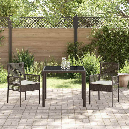 Trädgårdsmöbelset 3 pcs Brun konstrotting