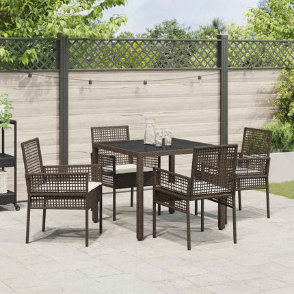 Trädgårdsmöbelset 5 pcs Brun konstrotting