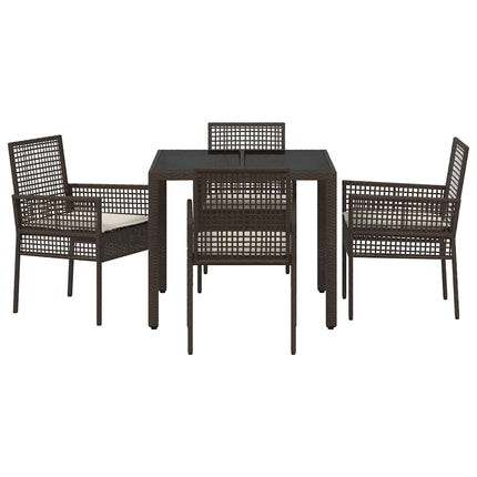 Trädgårdsmöbelset 5 pcs Brun konstrotting