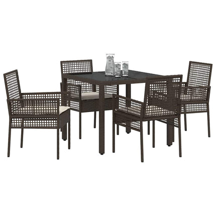 Trädgårdsmöbelset 5 pcs Brun konstrotting