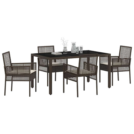 Trädgårdsmöbelset 5 pcs Brun konstrotting