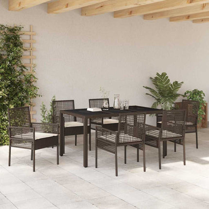Trädgårdsmöbelset 7 pcs Brun konstrotting