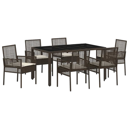 Trädgårdsmöbelset 7 pcs Brun konstrotting