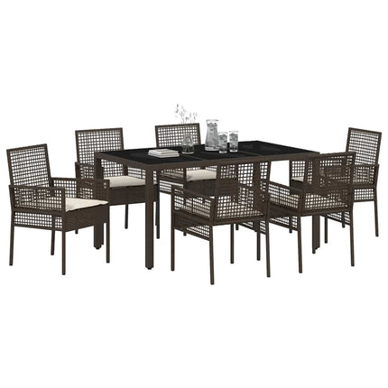 Trädgårdsmöbelset 7 pcs Brun konstrotting
