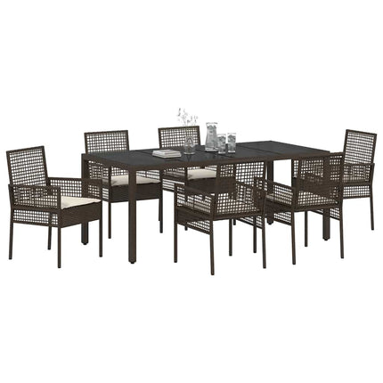 Trädgårdsmöbelset 7 pcs Brun konstrotting