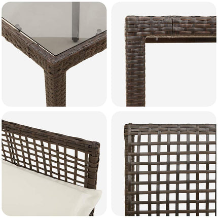 Trädgårdsmöbelset 9 pcs Brun konstrotting