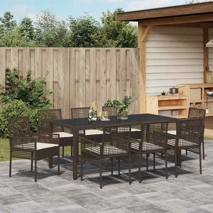 Trädgårdsmöbelset 9 pcs Brun konstrotting