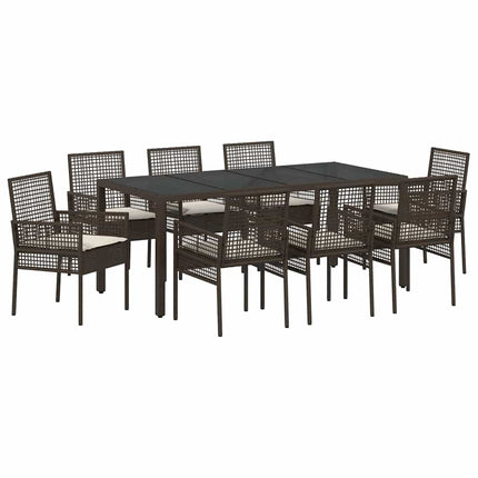 Trädgårdsmöbelset 9 pcs Brun konstrotting