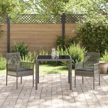 Trädgårdsmöbelset 3 pcs Grå konstrotting
