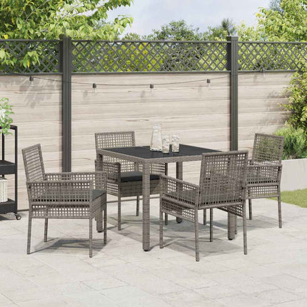 Trädgårdsmöbelset 5 pcs Grå konstrotting