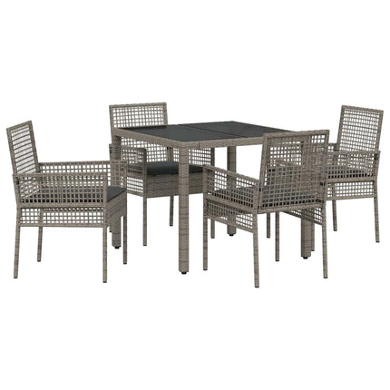 Trädgårdsmöbelset 5 pcs Grå konstrotting