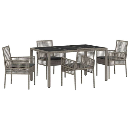 Trädgårdsmöbelset 5 pcs Grå konstrotting