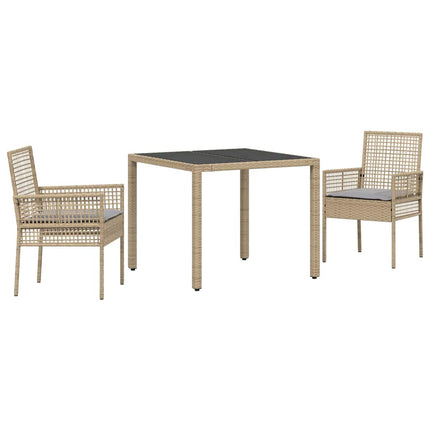 Trädgårdsmöbelset 3 st Beige konstrotting